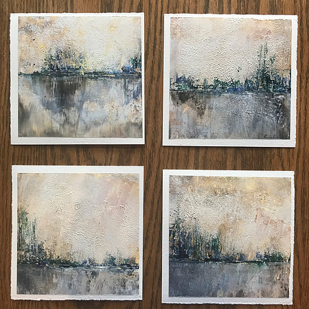 Songs Without Words: 16-19, 6x6 ea on paper, only one remains,  - $45 unframed, or $90 framed