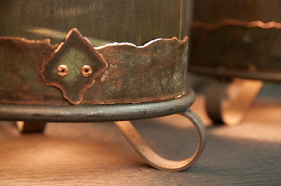 Ancient Equinox light sculpture steel and copper detail